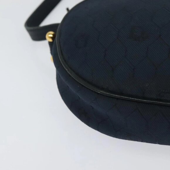 Christian Dior Honeycomb Canvas Shoulder Bag Gold Navy - Picture 10 of 16
